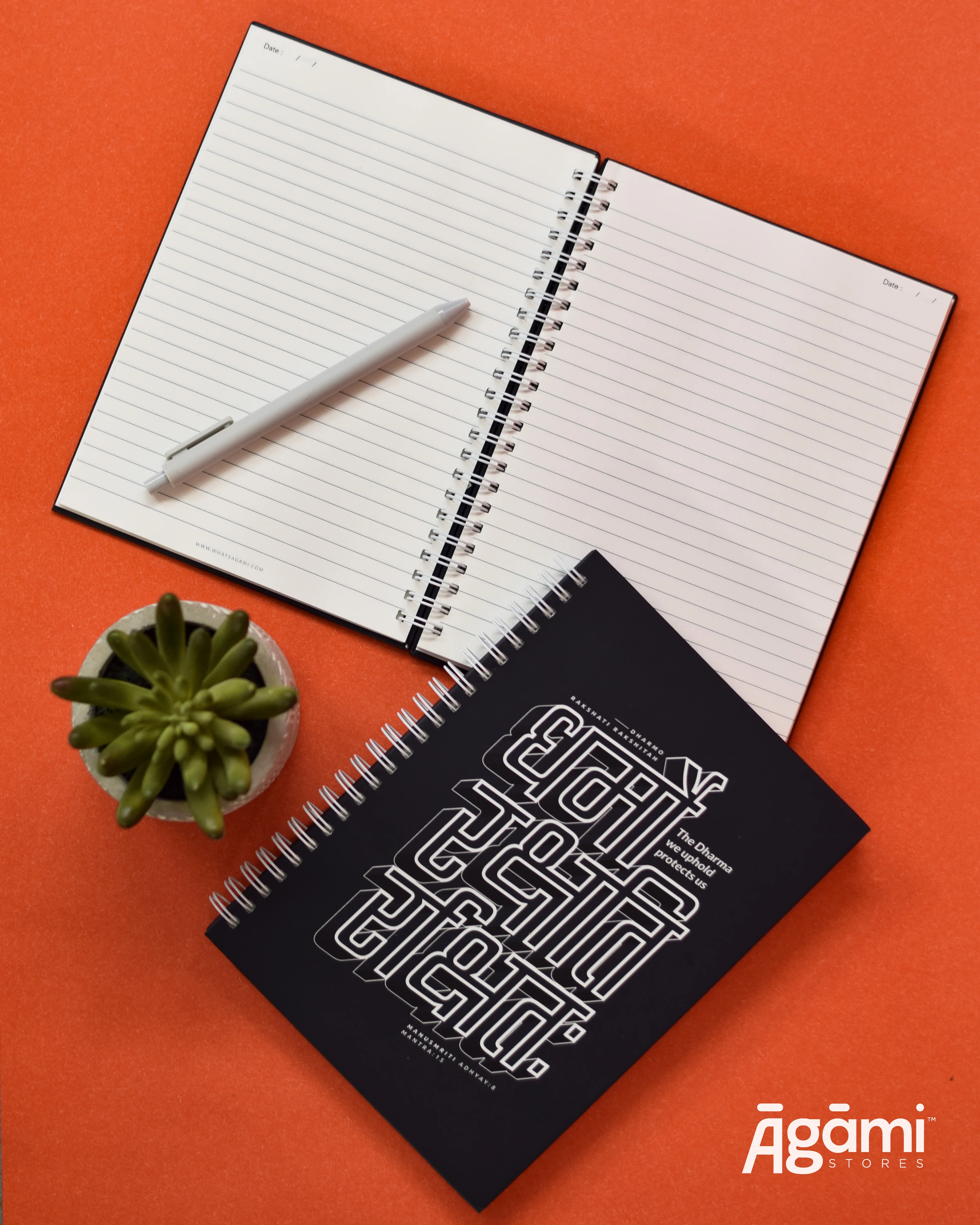 Dharmo Rakshati Rakshitah A5 Spiral Notebook | Black - Image 3