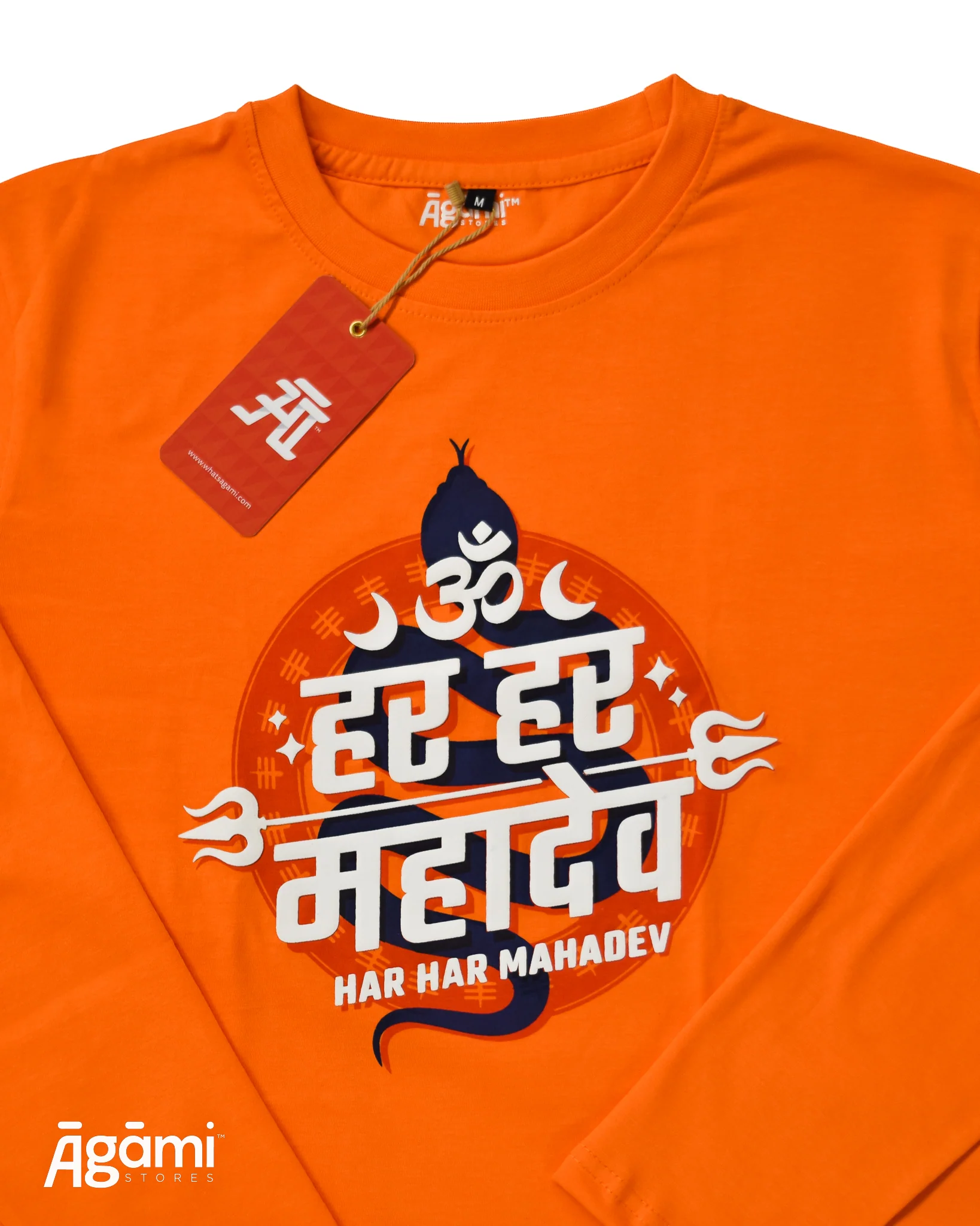 Har Har Mahadev Full Sleeves Tshirt - Orange | Regular Fit - Image 4