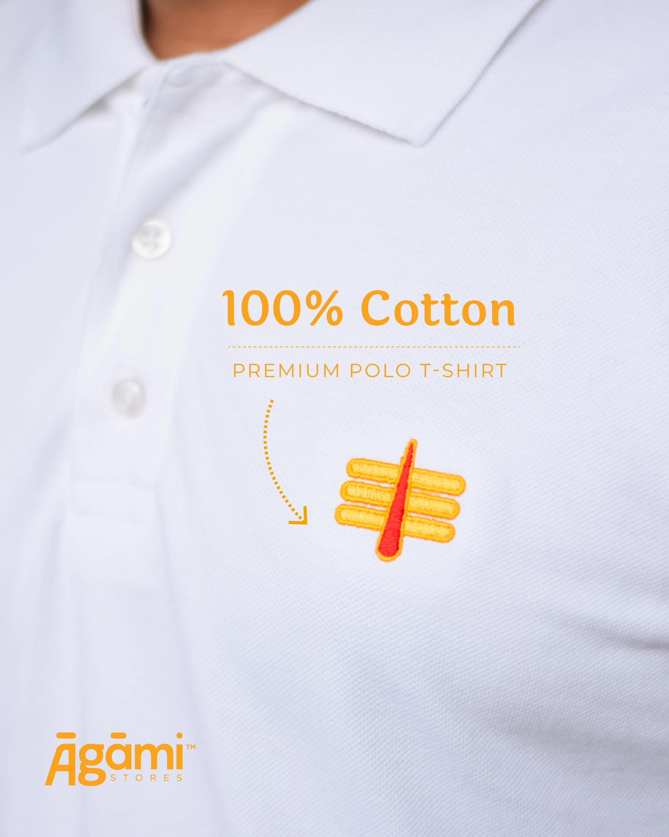 Mahakal Tilak Polo Neck T-shirt - White | Regular Fit - Image 3