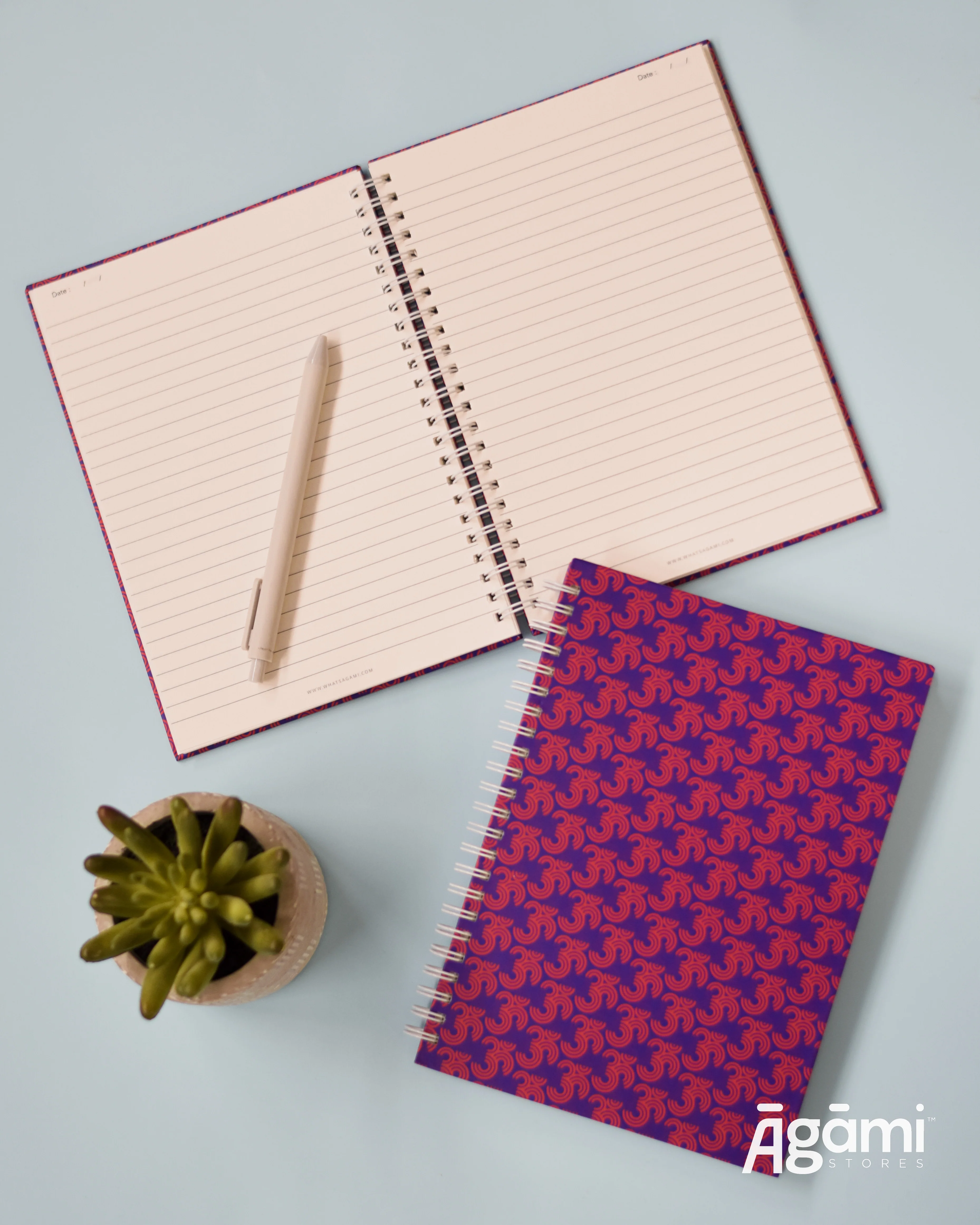 Om Pattern Spiral A5 Notebook | Purple - Image 3