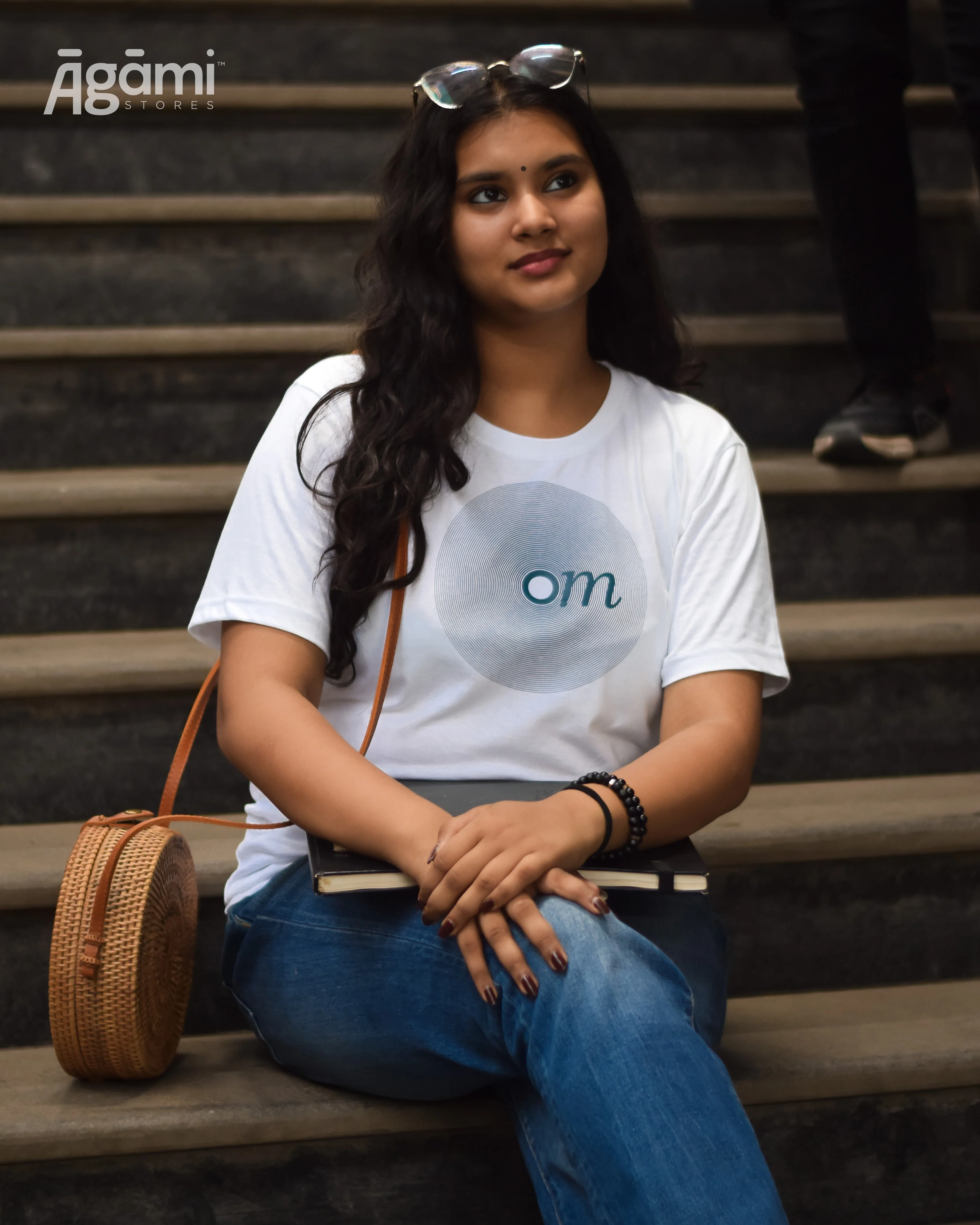 Om Vibes Tshirt - White | Regular Fit - Image 5