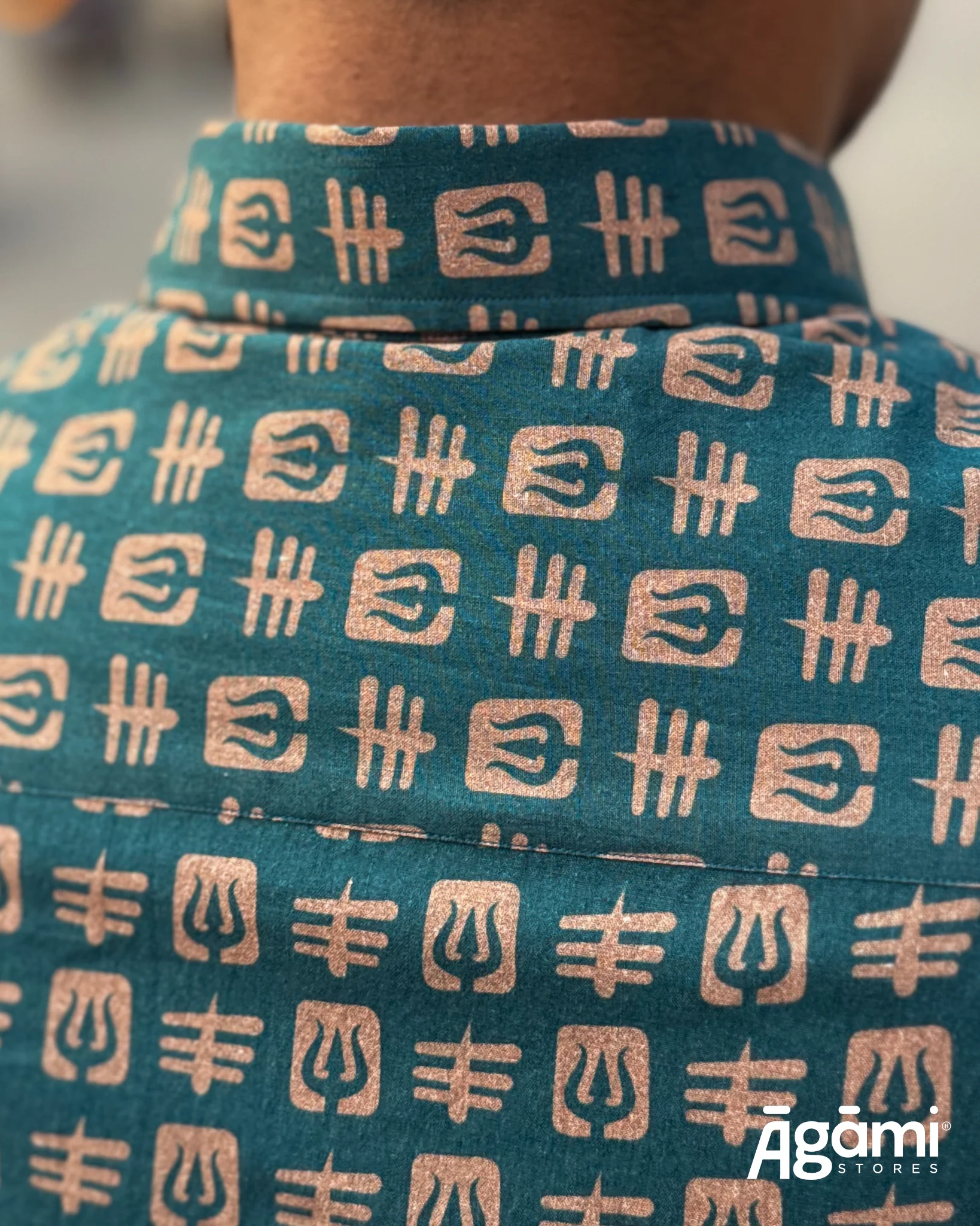 Printed Shiva Shirt - Slim Fit Half Sleeves Shirt | Teal Blue - Image 9