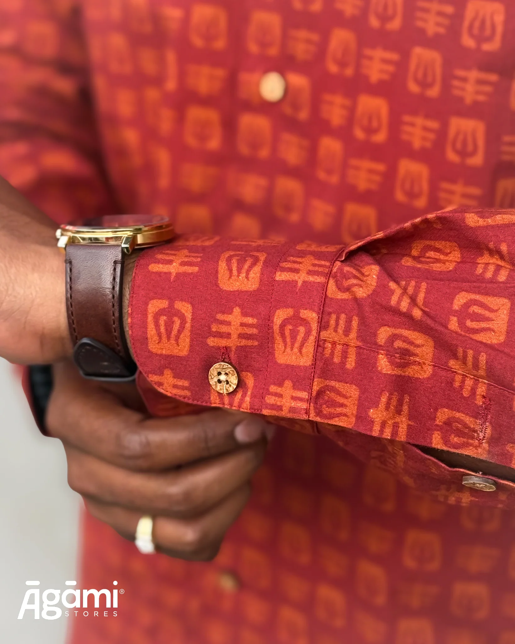 Printed Shiva Shirt - Slim Fit Full Sleeves Shirt | Maroon - Image 4