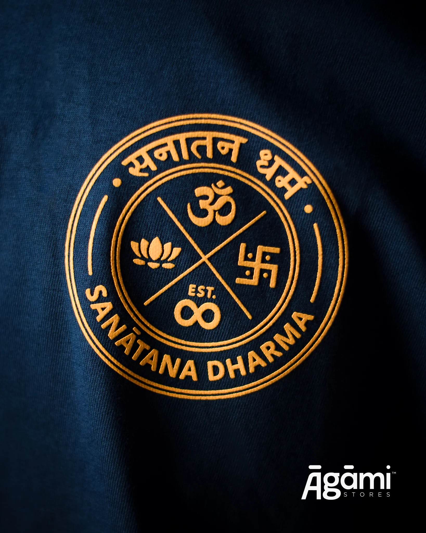 Sanatana Dharma Emblem Tshirt - Navy Blue | Regular Fit - Image 3