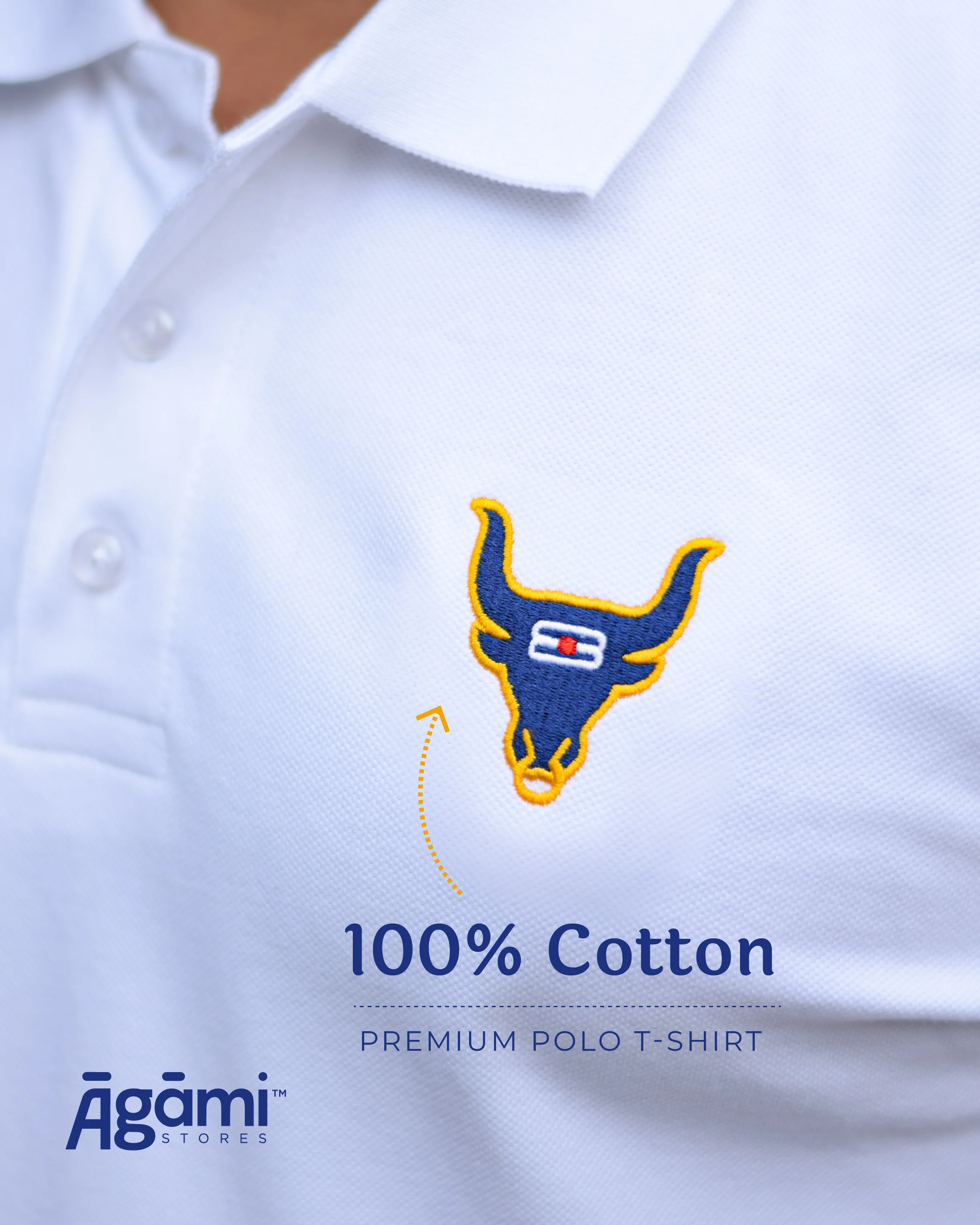 Shiva Nandi Polo Neck Tshirt - White | Regular Fit - Image 3