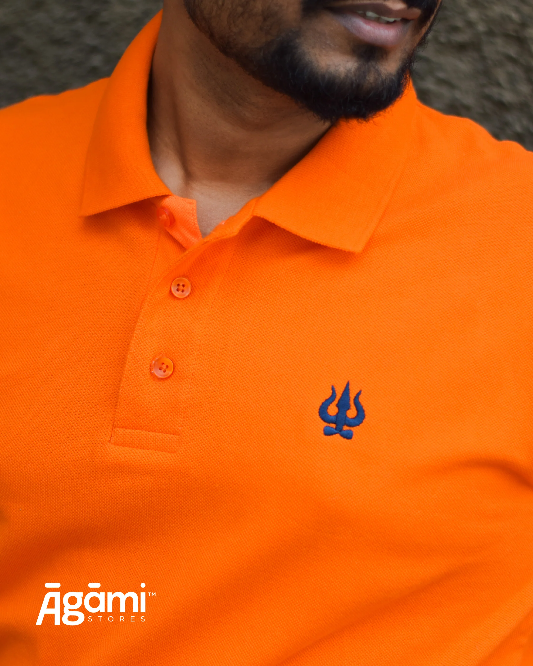 Trishul Polo Neck T-shirt - Orange | Regular Fit - Image 5
