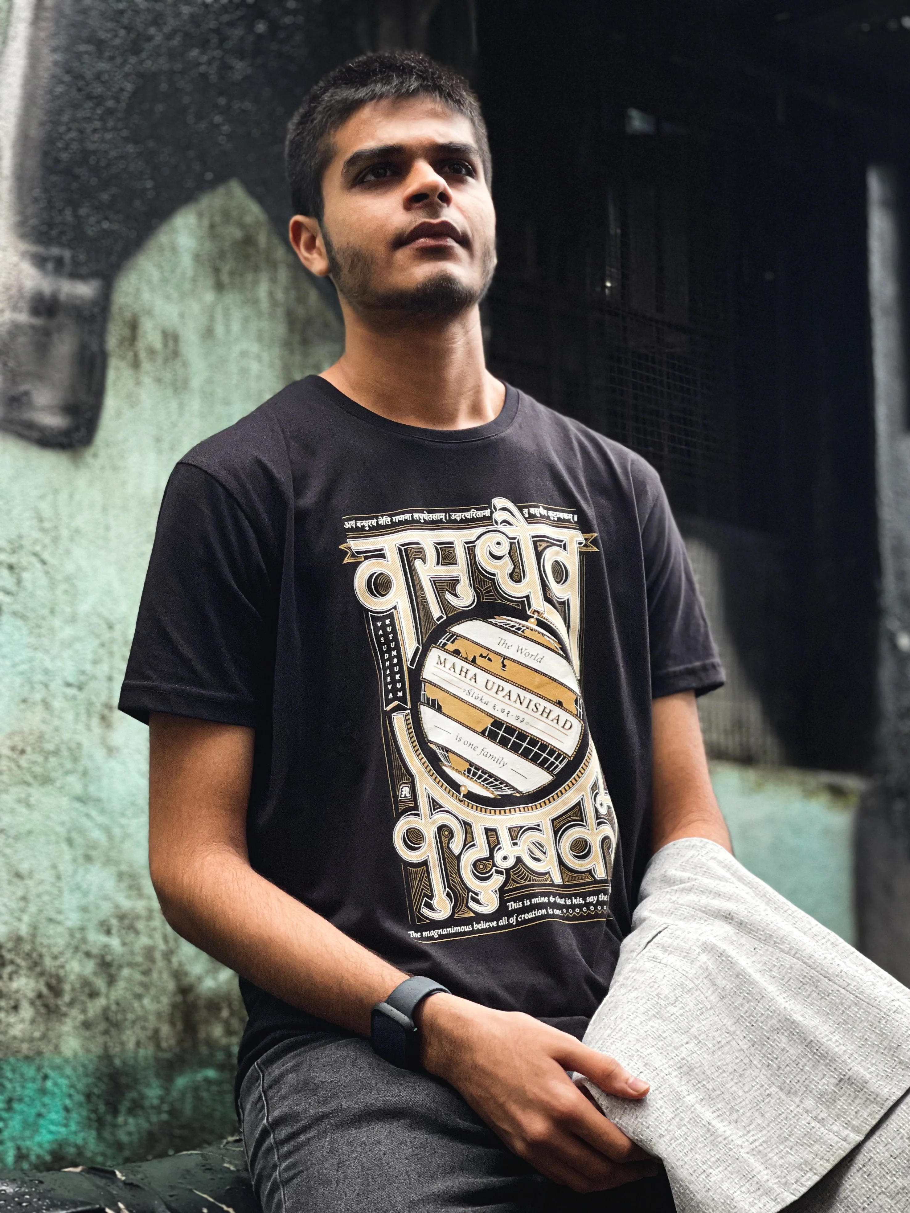 Vasudhaeva Kutumbakam - Black | Regular Fit - Image 3